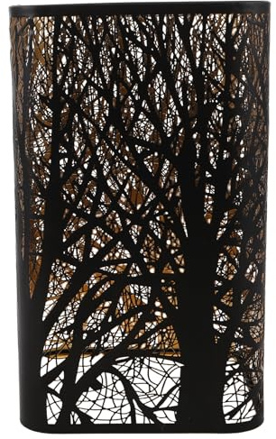 MOLUCKFU Paralume da Tavolo in Metallo Nero Rettangolare Design Artistico Natura, Resistente alla Deformazione, Versatile per Soggiorno e Camera