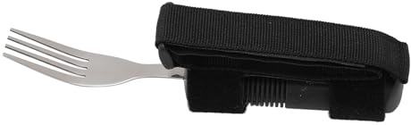 WFNIHONHON Fourchette à ustensiles adaptative, conception réglable, sangle de fixation sécurisée, poignée ergonomique, acier inoxydable, aide à manger pour une prise en main et un