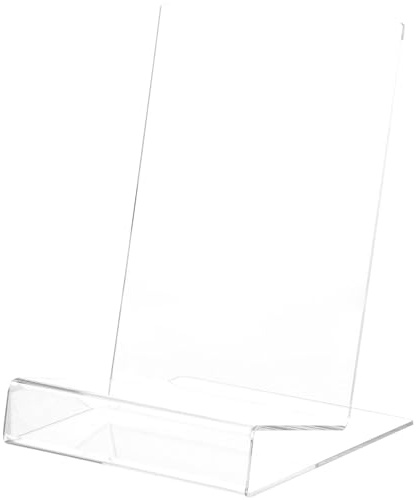 GATHINESS Présentoir à Livres en Acrylique Transparent, Support de Rangement Incliné L, 1 Pièce, Porte-livre pour Bureau, Bibliothèque et Magasin, Accessoire de Bureau Pratique et