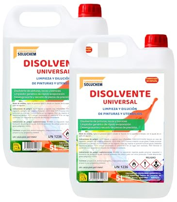 Disolvente Universal Pack de 2 Garrafas de 5 Litros | Disolvente, Diluyente y Limpiador | Pintura, Esmaltes, Barnices, Limpieza de herramientas