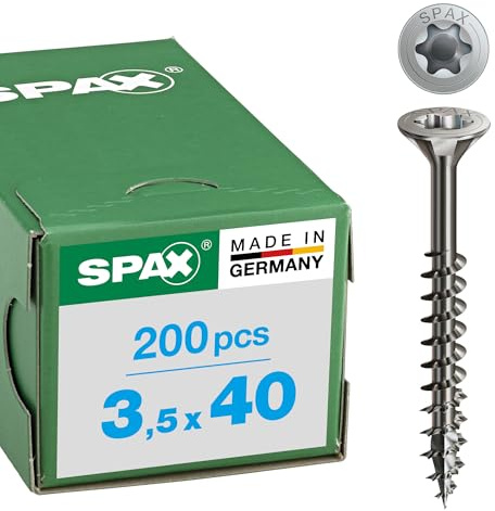 Spax T-Star Plus – universalskruv, försänkt huvud, T, 4 snitt, delvis gänga, rostfritt stål A2, 1.4567 – 0197000350303, 0197000350403