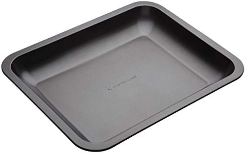MasterClass 38 x 3.5 cm Roasting Tin with PTFE, PFOA and BPA Free Non Stick, Robust 1 mm Thick Carbon Steel Sloped Open Roaster Tray