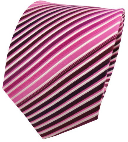 TigerTie sidenhalsduk magenta fuchsia rosa vit randig – slips siden