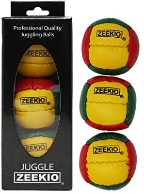 Zeekio Galaxy Juggling Balls - Premium Professional 12 Panel Genuine Leather Balls - 130g - 67mm - Pack of 3, Rasta