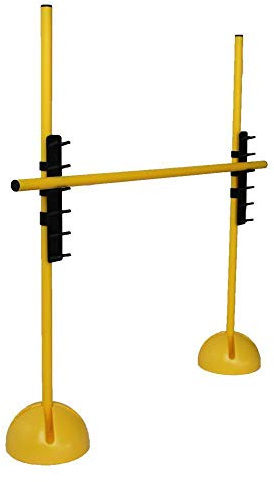 Boje Sport - Sprungstangen-Set - Training für Sprungkraft, Dribbling und Beweglichkeit - Standfüße befüllbar - (6 Stangen 50 cm mit Schraubgewinde), 2 X-Standfüße, 2 Leiterhürden, Farbe: gelb