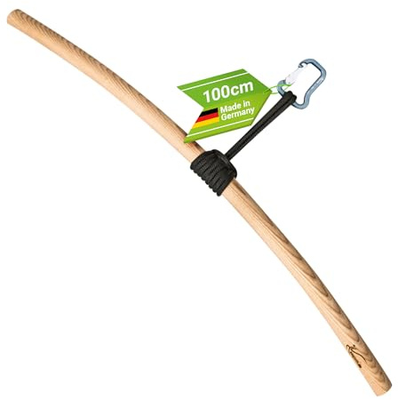 eaglefit - Premium Klimmzugstange aus Holz 100 cm - Ergonomisch gebogene Pull Up Bar für Decke, Garten & Baum - Reckstange Outdoor & Indoor für Klimmzüge - Verstellbar zum Aufhängen inkl. Zubehör