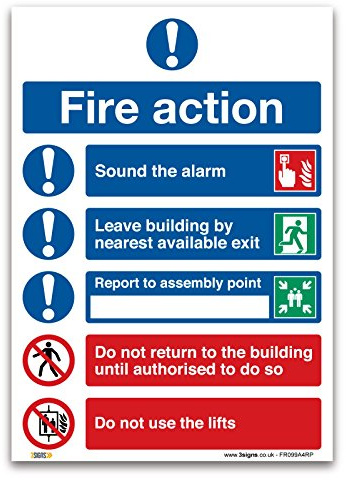 Brand-A4-Schild mit Symbolisiertem Plan – 1 mm starrer Kunststoff-Schild – Brandschutz-Sicherheit