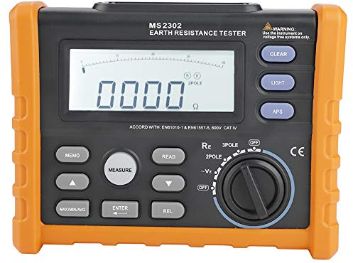 PM2302 - Medidor Digital de Resistencia (Medidor de Tierra de 0-4k Ohm, Medidor de Aislamiento, Multímetro con Pantalla LCD Retroiluminada)