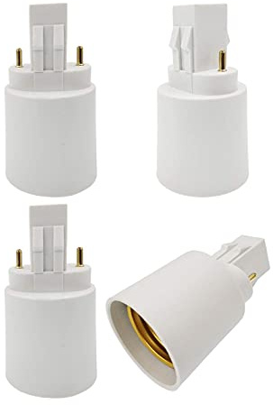 E-Simpo 4pcs GX23 to E26/E27 Bulb Socket Adapter GX23 Lamp Bulb Base Adapter,CFL GX23 to Screw Edison E26 E27 Lamp Holder Converter(Pack of 4)