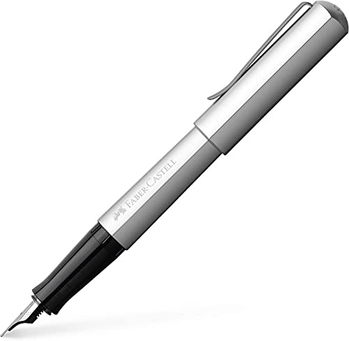 Faber-Castell 150510 - Füllerfederhalter Hexo, Feder M, Schaftfarbe silber, 1 Stück