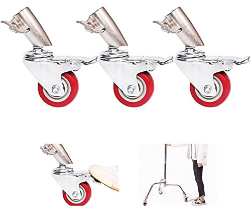 3 Packs Professional Heavy Duty C Stand Wheels Set, Boom C Stand Rolling Metal Rubber Wheels with 2.9''/75mm Diameter for Video Studio Shooting, Foldable Light Stand Tripod Leg Wheel