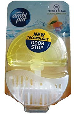Ambi Pur Lot de 12 désodorisants pour WC avec support et recharge 55 ml Citron et mandarine