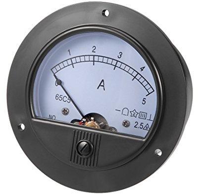 Amperometro di pannello di corrente analogico DC 0-5 A 65 C5 per il test di circuito di carica del misuratore di ampere della batteria, confezione da 1