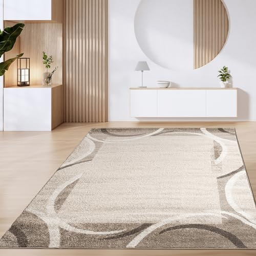 Paco Home Teppich Wohnzimmer Kurzflor Vintage Geometrische Moderne Muster Braun Beige, Grösse:200x280 cm, Farbe:Braun 6