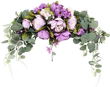 HAOSHICS Künstliche Pfingstrosen-Girlande aus Kunstseide, bunt, gemischte Frühlingsblumen-Girlande mit Pfingstrose für Hochzeitsbogen Tischdekoration zum Aufhängen, Heimspiegel, Wanddekoration