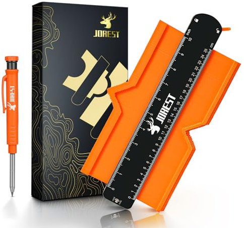 JOREST Konturenlehre Groß Weihnachtsgeschenke mit Feststeller + Tieflochmarker, Konturenlehren, Laminat Schablone, Contour Gauge, Anzeichnen Konturenschablone, Vervielfältigungslehre, Konturmessgerät