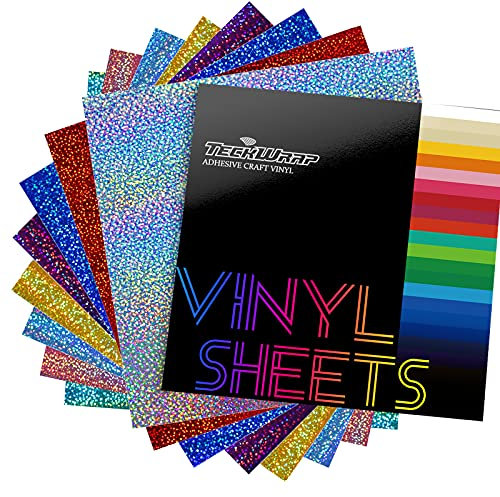 TECKWRAP Holographic Glitter Self Adhesive Vinyl Sheets 12x12 Inch 8 Sheets/Pack for Craft Cutter Sign Plotter