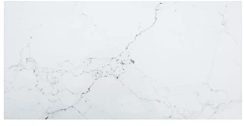 Susany Tischplatte, Glasplatte Tisch, Glasplatte Rechteckig, Tischplatte aus Gehärtetem Glas Tisch, Glasscheibe, Hartglas in Marmoroptik, Weiß 100x50 cm 6 mm
