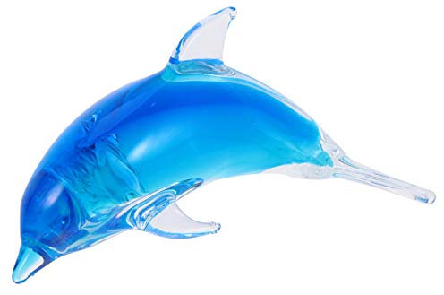 MILISTEN Glas Delfin Statue Kristall Delfin Figur Meer Tier Ornamente Briefbeschwerer Vintage Raumdekorationen für Zuhause Büro Autos (blau)