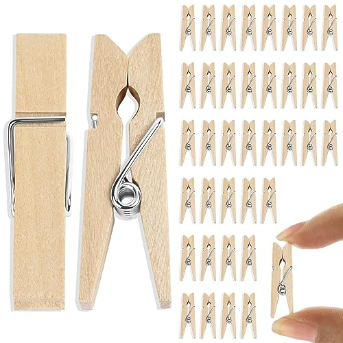 Vicloon 110 Stück Mini Holzklammern, 2.5cm Holzklammern Klein, Mini Wäscheklammern für Fotos Bilder Collagen Postkarten Geschenke, Schule Büro Hausaufgabe Deko, Clips für DIY, Fotohalter, Basteln