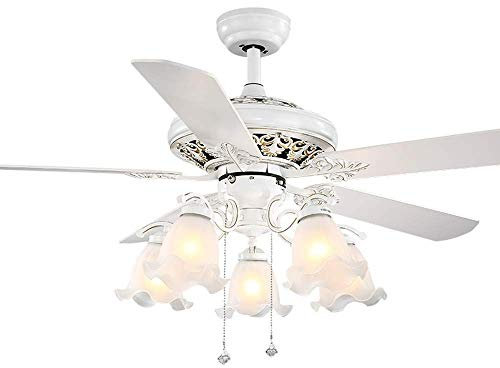 ZEDARO 52 Vintage Ceiling Fan with Light LED Chandelier Rubbed White for Living Room Kitchen Bedroom Family Dining
