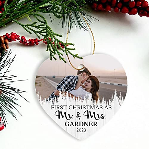 Christbaumschmuck Keramik Weihnachtsanhänger Anhänger Weihnachtsbaumschmuck Hängende Ornamente Weihnachtsdeko Mr & Mrs Foto 2023, Personalisiertes Erstes Als Mr & Mrs Foto, Individuelles Geschenk