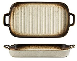 enamel roasting tin，baking tray set，Porcelain Baking Dish, Rectangle Baking Cake Pan, Bakeware with Double Handle, Set of 2,D (Color : C) (Color : B) (Color : D)