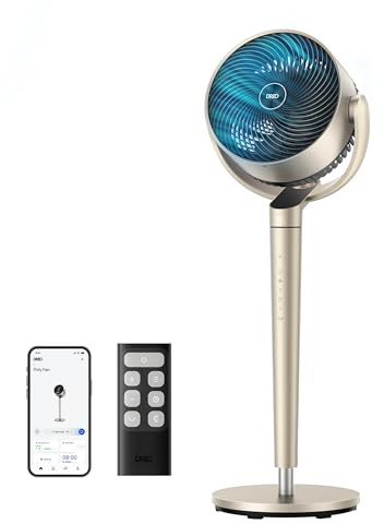 Dreo Pedestal Fan with Smart Control, 43'' Inches, 150°+120° Omni-Directional Oscillating Quiet Fans for Bedroom, 110ft Circulator Fan with DC Motor, 9 Speeds, 6 Modes, 12H Timer, Wi-Fi/Voice/Alexa