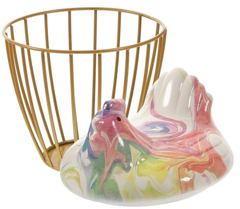 GRIRIW Decorative Chicken Egg Basket Ceramic Kitchen Storage for Fruits Vegetables Fresh Eggs