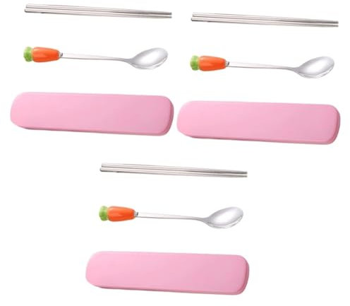Rieort Set di Posate 1/2/3 Set Set di Posate Carota Posate Coltello Forchetta Cucchiaio Manico in Ceramica Set da tavola Riutilizzabili Forchette da tavola