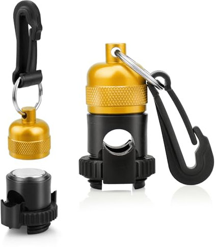 OVOVFANY 2PACK Scuba Regulator Hose Holder, Magnetic Adjustable Octopus Holder Octo Tank Retainer with Clip, Installs to Your BCD Easily! (Gold)