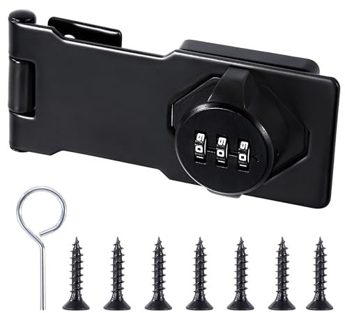 Cerradura Combinación Armario 3 Dígitos, Sin Llave Pestillo Puerta Hebilla Seguridad con Tornillos para Gabinete Casillero Puertas Pequeñas Exterior (Negro)