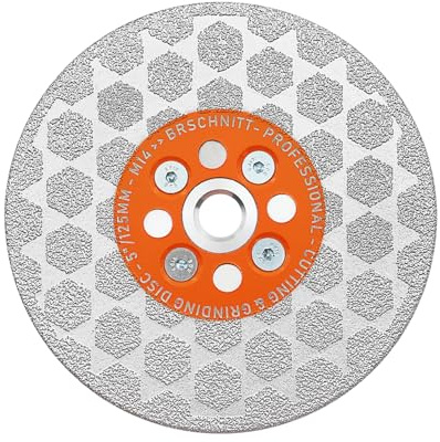 Diamant Trennscheibe 125mm - BRSCHNITT Doppelseitig zum Schneiden und Schleifen Granit Marmor Fliese Natursteine Sechseckmuster