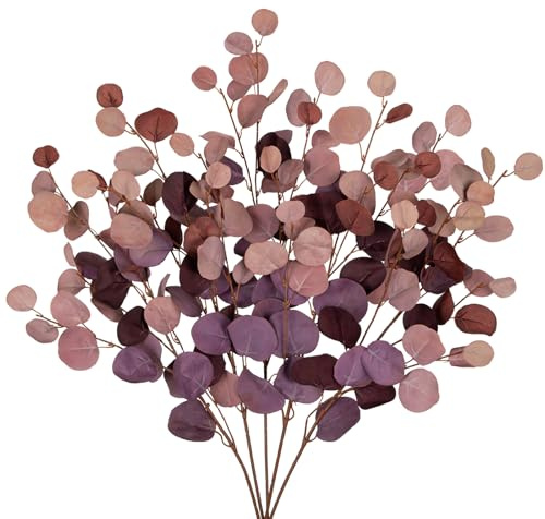 Briful 5PCS Künstliche Eukalyptus Kunstzweige 48CM Künstliche Zweige Braun Eukalyptusstiel Kunstpflanzen für Blumengesteck Home Dekoration
