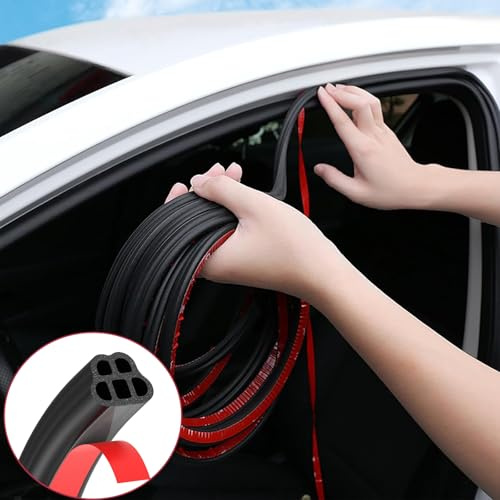 Türdichtung Auto, 5 Löcher Doppelschicht Universal Schalldichter | Dichtungsstreifen für Autos Türdichtung Selbstklebend Dichtung Kantenschutz Gummi 5M für Auto Türkante, Vordertür, Tür Hinten