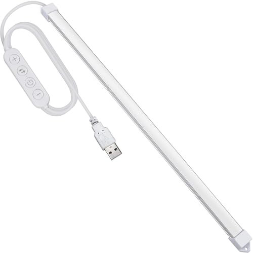 Milpoel LED Light Strip, 35cm, 3 Colour Temperature Dimmable, USB Powered, Slim LED Light Bar for Room, Work Table, Keyboard