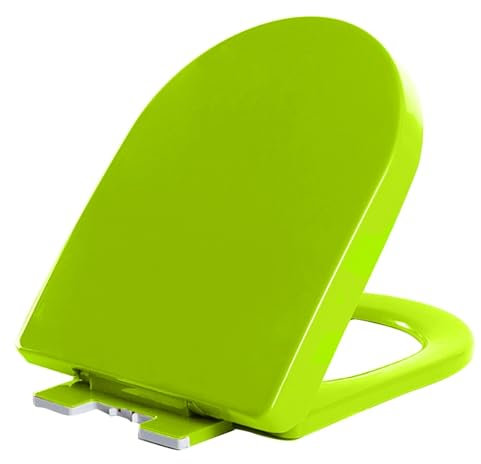 Soft Close Quick Release Toilet Seat for Bathroom Family, Ergonomic Design with Adjustable Hinges, D Shaped Toilet Lid(Green)