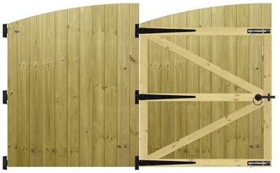 Premier Garden Supplies Made to Measure Tongue & Groove Fully Framed Arch Top Driveway Gates for Measurements Height 4ft - 5ft (120-150cm) x Width: 213cm - 244cm +600mm Hinge Ring Latch Kit