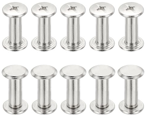 PATIKIL Viti Chicago 10 Set M5x18 Acciaio Al Carbonio Nichelato Argento | Croce Piatto Femmina Vite Chicago, Vite Phillips Vite Di Fissaggio Rivetti, Per Cinture In Pelle Album Fotografici