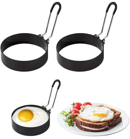 SOGHO 2stück Spiegeleiform,Spiegeleierformen Für Die Pfanne,Pancake Form,Spiegeleier Form,Eierform für die pfanne,Edelstahl Spiegeleiform Ei,Mit Klappgriffen Für Die Pfanne Spiegeleier, Sandwiches