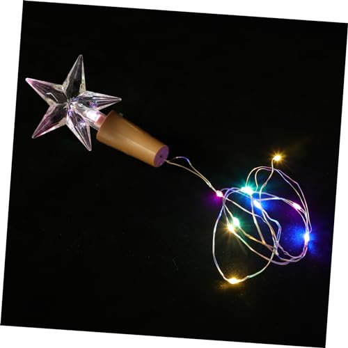 MOBUTOFU 2pcs Star-Shaped Led Bottle Cork Lights 10-Color String for Wine Bottle Decoration, Copper Wire Fairy Lights for Party, Wedding, Indoor Outdoor Use