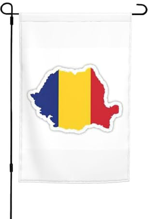 Bandiera della Romania con mappa stampata, bandiera da giardino 11,8 x 17,7 pollici, doppia faccia esterna bandiera stagionale per decorazione