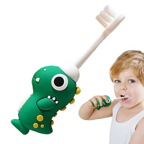 Cepillo de dientes para niños pequeños, cepillo de dientes de entrenamiento para niños, cerdas, cepillo de dientes para niños, con temática de dinosaurio, para niños y niñas