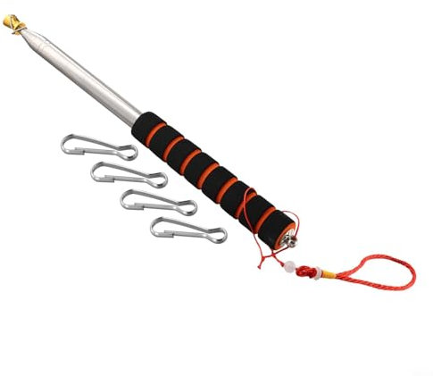 Honseadek Mástil telescópico de mano de 3 metros con 4 clips, mástil de bandera extensible de acero inoxidable con agarre antideslizante para guía turística, enseñanza, camping