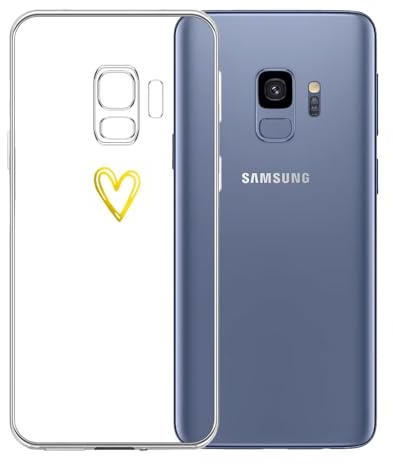 Demnkun Handyhülle für Samsung Galaxy S9 Hülle Durchsichtig, Dünne Weiche TPU Silikon Transparent Samsung Galaxy S9 Schutzhülle mit Liebe Herz, Nie Vergilbung Kratzfest Klar Cover case