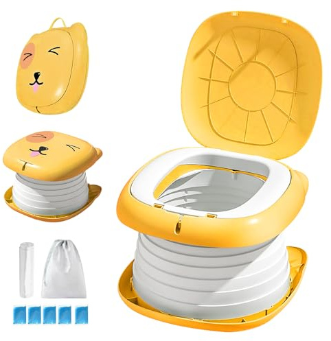 Faltbarer Toilettensitz für Kinder, Reisetöpfchen für Auto, Outdoor & Indoor, Praktisch für Camping & Unterwegs, Kompakt und Tragbar Kinder Klapptoilette rosa (Kinder Klapptoilette Orange)
