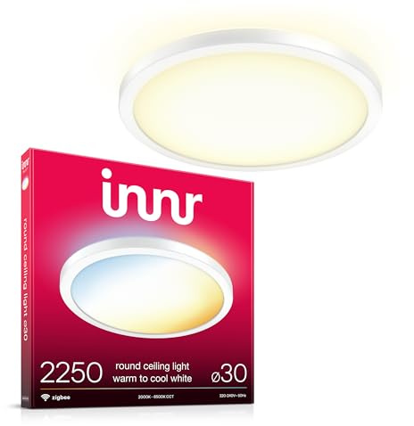 Innr Smart LED-taklampa, Zigbee, fungerar med Hue*, Alexa (bro krävs), varmvit till kallvit, taklampa vardagsrum, LED-lampa dimbar, 30cm, 2250 lumen