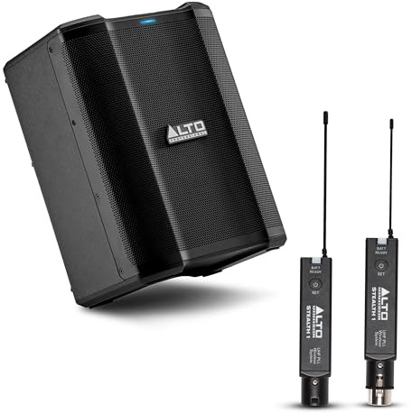 ALTO Busker 200W Portable PA Speaker System Bundle with Stealth 1 XLR Transmitter and Receiver for Live Performance, Events, Karaoke, Presentations