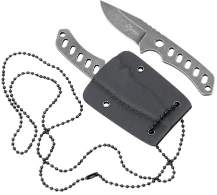 KH-Security Neck Knife Hals Messer Skelett Titan inkl. Kydex Scheide - Taschenmesser Feld Jagd Outdoor Camping