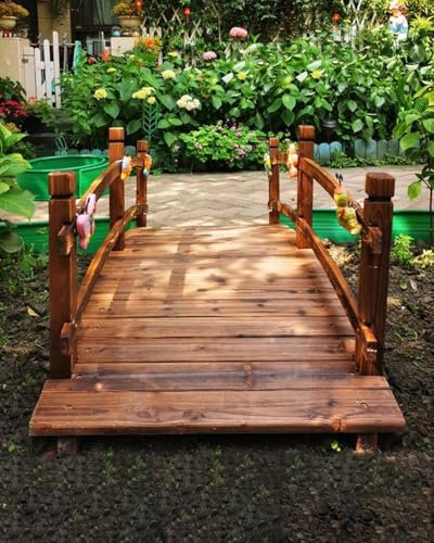 IBOWZ Pont de Jardin, Pont de Jardin paysager, passerelle extérieure, passerelle en Arc pour pelouse, Petits ponts d'étang pour aménagement paysager de Jardin, Longueur 4,5 5 6 pi
